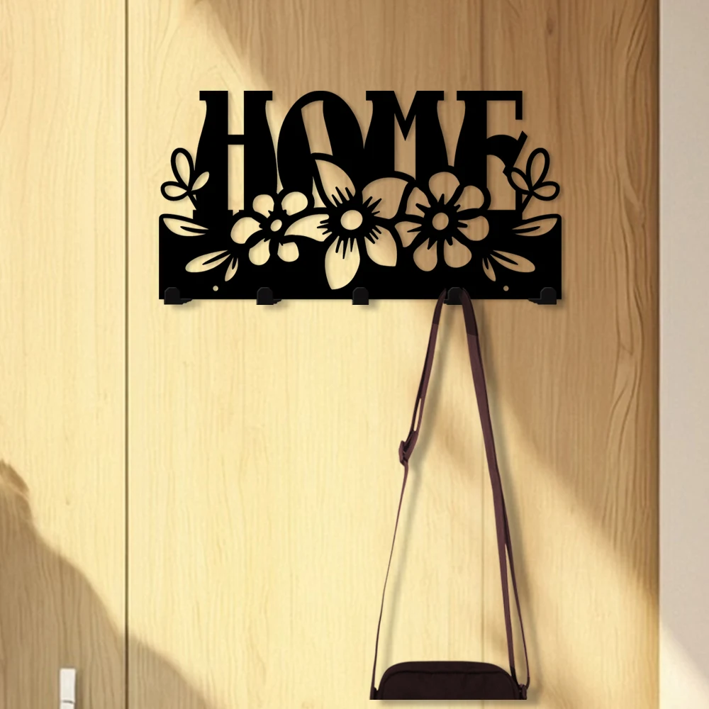 

New Flower Metal Key Holder Hooks For Entryw Home Text Tin Art Iron Hanger For Entryw Key Organizer