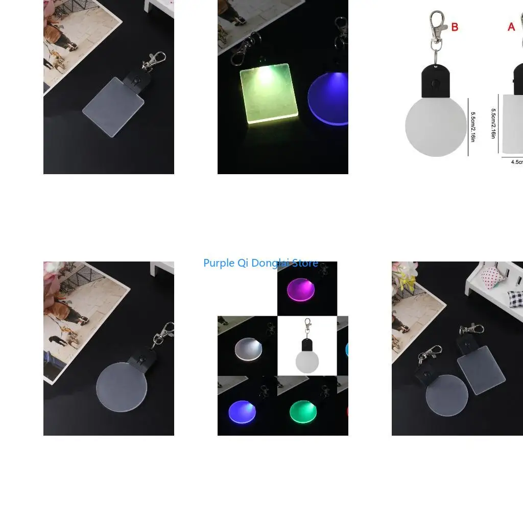 L21E LED Light Keychain for Key Keychain Blank Acrylic for Key Ring Portable Car Keys Ring for Backpacks Handbags