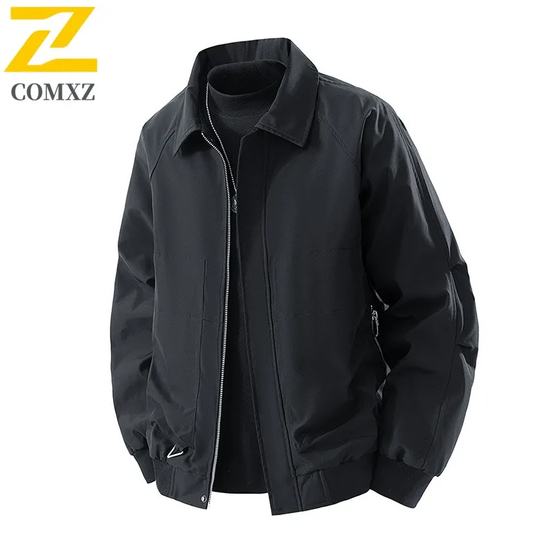 COMXZ 남성 스탠드 칼라 재킷 2025 봄 가을 비즈니스 경량 방풍 여행 캠핑 캐주얼 코트 통기성 아우터웨어
