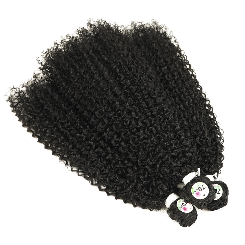 Long Synthetic Kinky Curly Hair Extensions Ombre Blonde Jerry Wave Bundles Heat Resistant Fake Crochet Hair for Women