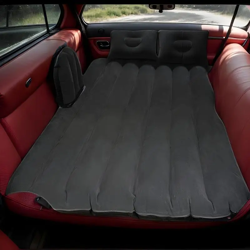 Car Air Mattress Thickened Double-Sided Flocking SUV Mattress Camping Bed 2 Pillows Portable Travel Bed for SUV Trunk Rear Seat