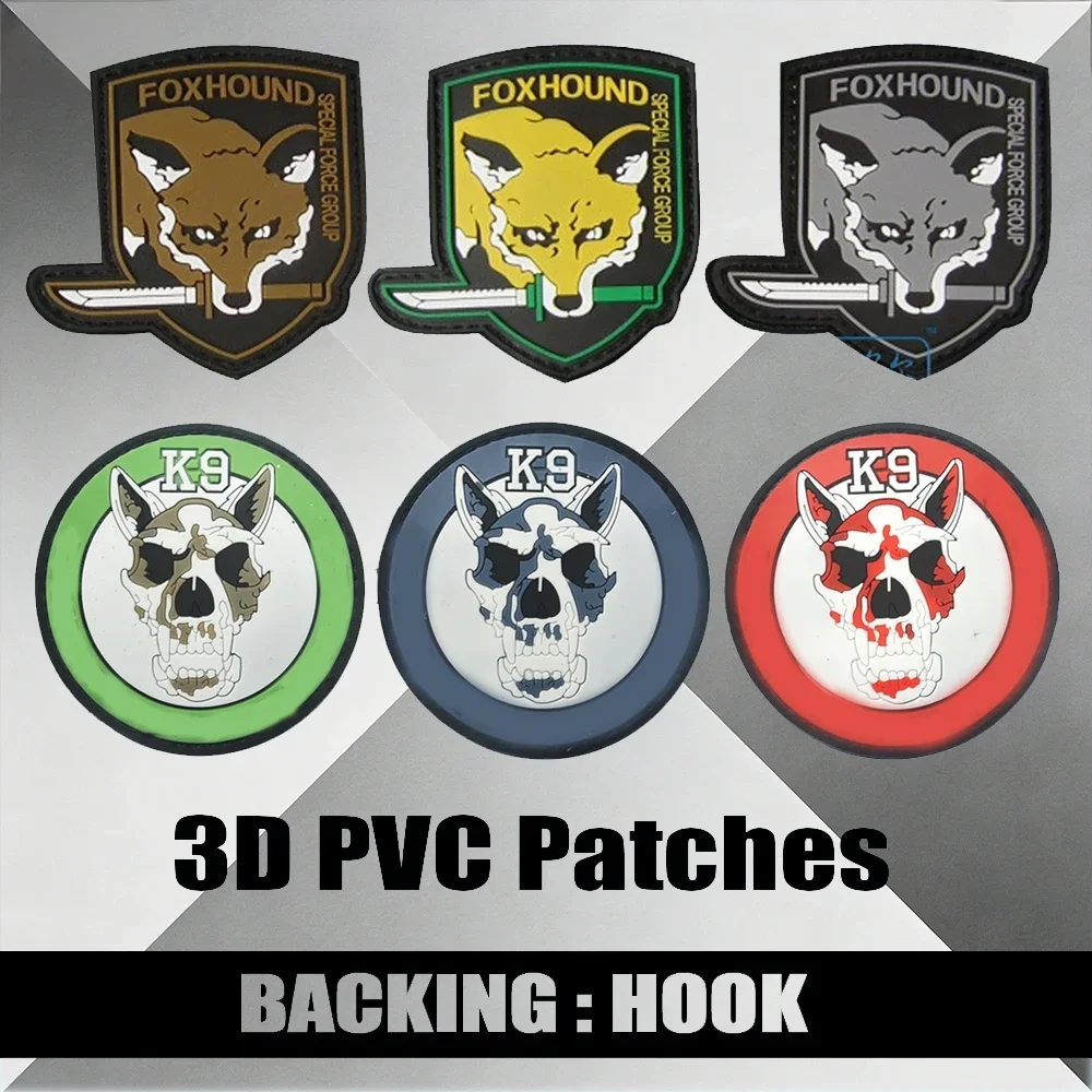 

Тактические нашивки FOXHOUND 3D из ПВХ для собак, резиновые эмблемы-наклейки с крючком-липучкой для рюкзака