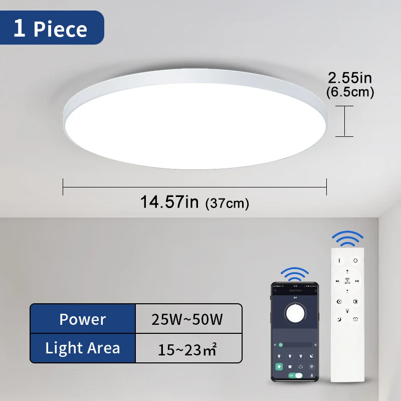 MARPOU Smart LED moderne plafondlamp met APP afstandsbediening dimbare ronde plafondlamp binnenhuisverlichting badkamer slaapkamer