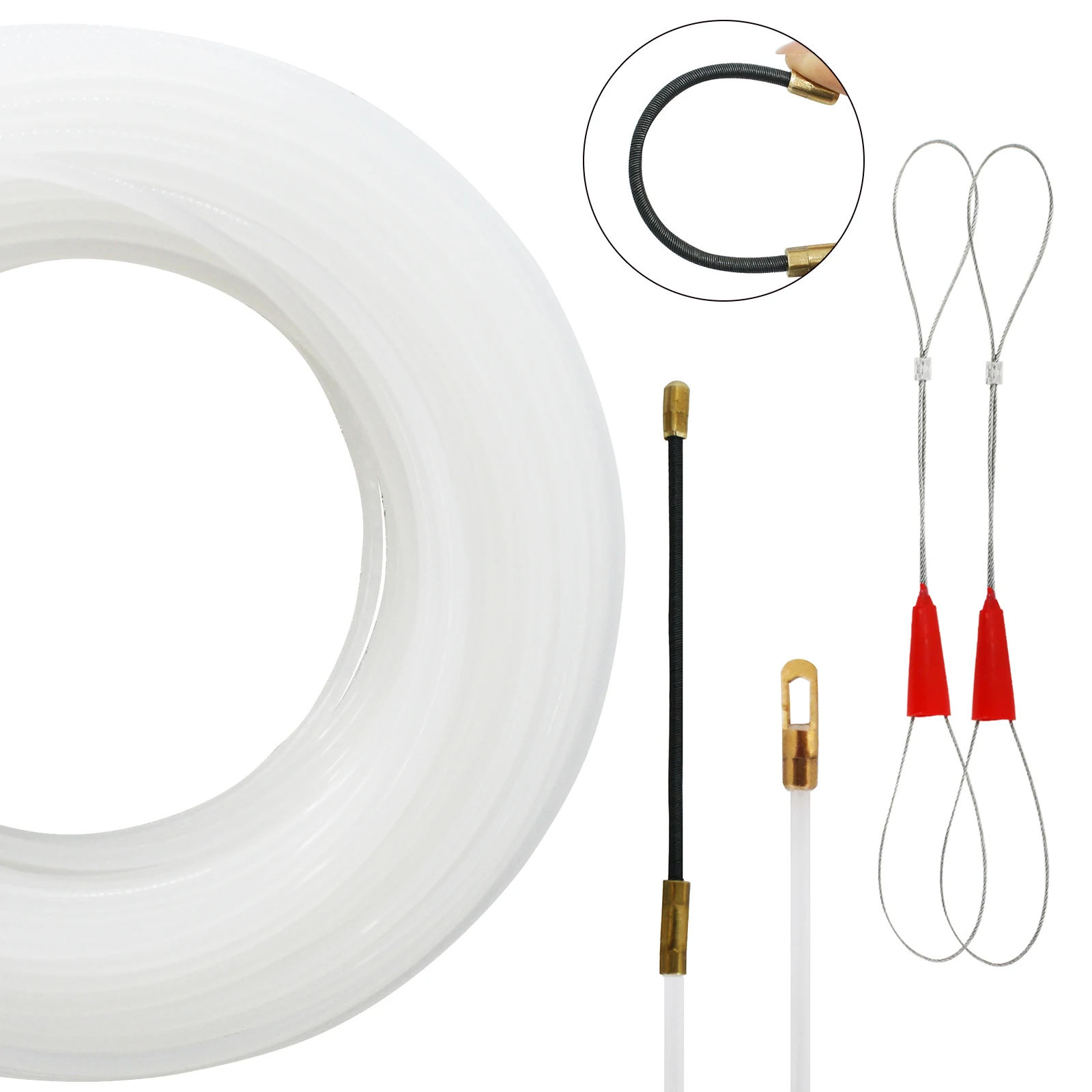 New 4mm 10m/20m/30m Nylon Tools Fish Tape Draw Wire Cable Puller Electrician Duct Rod Through Wall Threader Kit