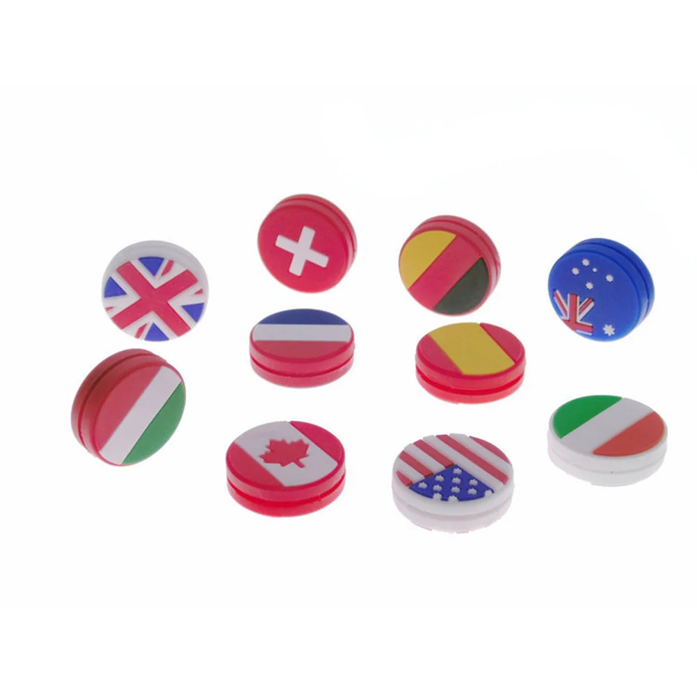 10 PCS Silicone Tennis Racket Vibration Dampeners Round Shape National Flag Pattern Tennis Racquet Absorbers Tennis Racket