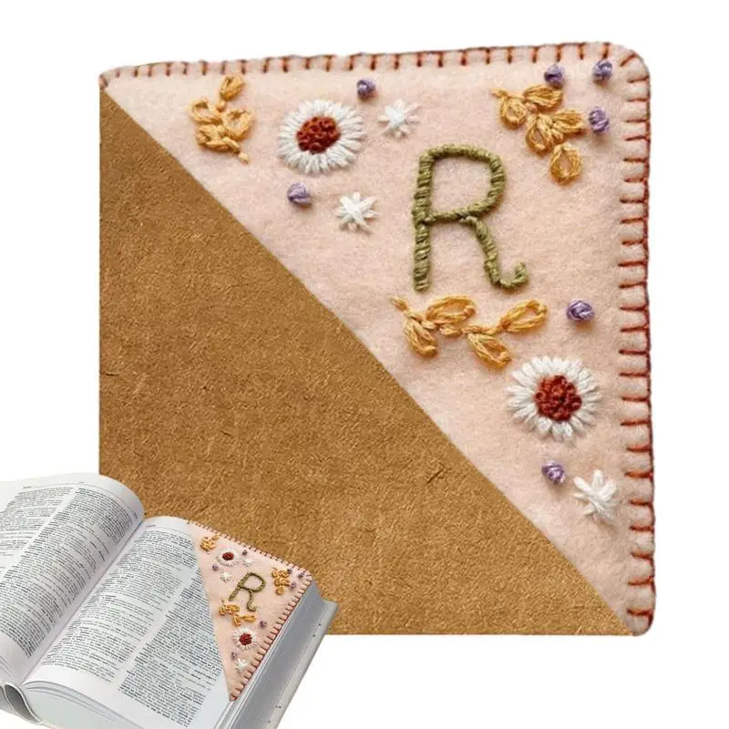 Book Corner Bookmark Embroidered Corner Bookmark Letter Hand Stitched Felt Corner Letter Bookmark Page Markers And Book