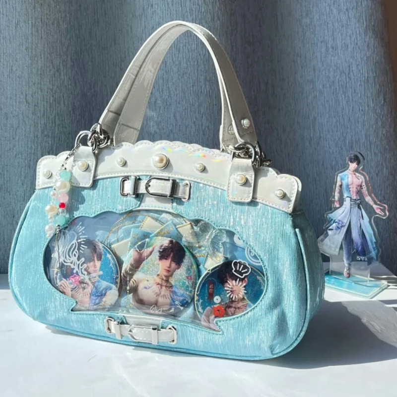 Love And Deepspace Rafayel Blue Itabag Purse For Anime Badge Display, Crossbody Shoulder Bag With Chain Kawaii, ACG Fan Gift New