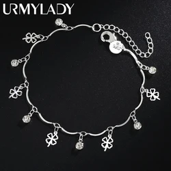 Hot Street trend 925 sterling Silver lucky clover leaf zircon Chain Bracelet for Women Fashion Wedding Party gifts fine Jewelry