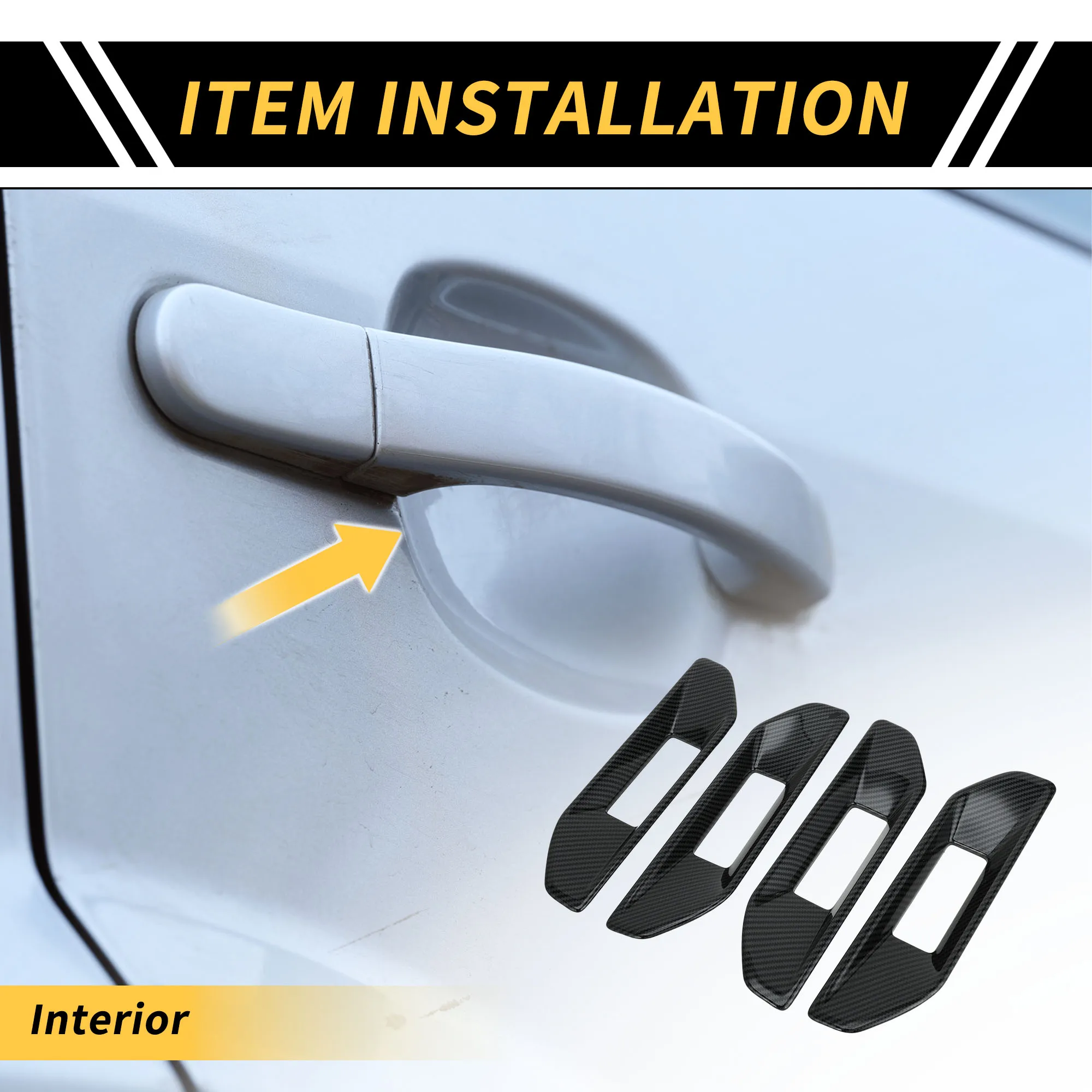 

UXCELL 1 Set Carbon Fiber Pattern Door Handle Bowl Cover Trim for Ford for Ranger 23-24