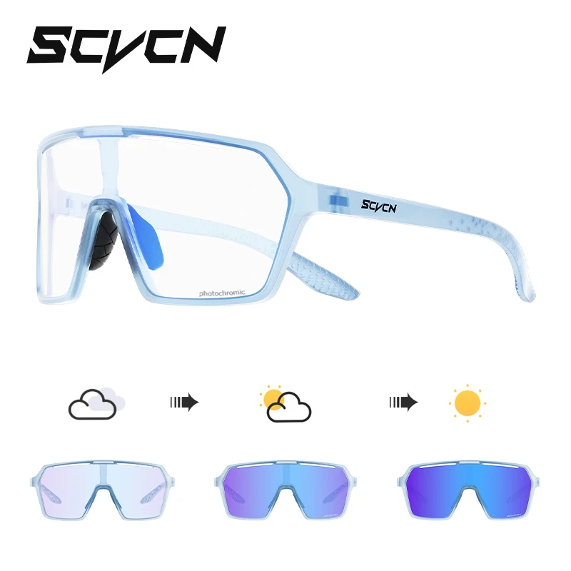 SCVCN New Photochromic Sunglasses MTB Cycling Glasses Outdoor Sports Running Drving Goggles UV400 Protection Bike Eyewear