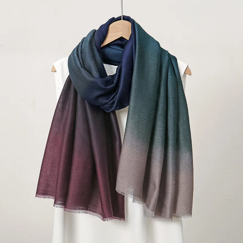 Fashion Women Gradient Cotton Linen Scarf Summer Girl Colors Patchwork Sunscreen Scarves Soft Shawl Foulard Viscose Wrap Shawls