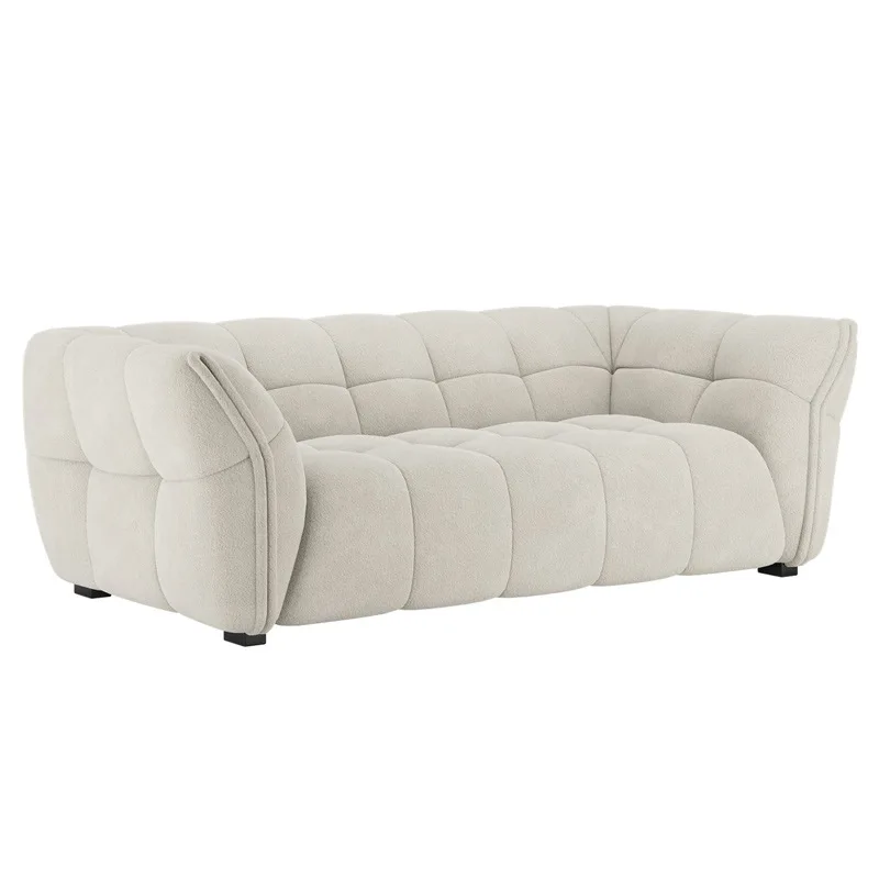 

Retro snowflake velvet fabric sofa Nordic modern simple living room three-person straight row cream style designer sofa