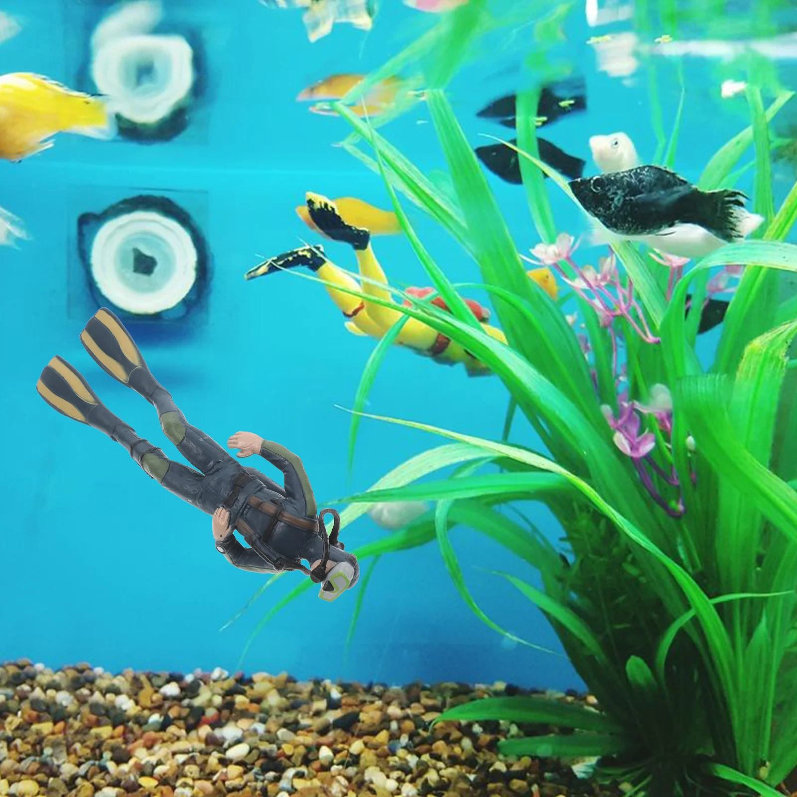 

Floating Diver Fish Tank Dark Blue Plastic Scuba Swimmer Ornament Aquarium Landscape Decoration Floating Scuba Diver Accessories