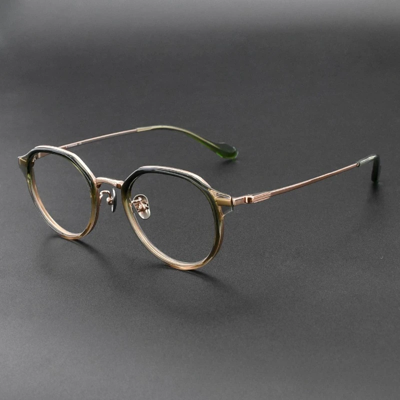 

Japanese Retro Round Blue Blocking Women Acetate Glasses Frames GMS-636 High Quality for Men Handmade Titanium Reading Eyewear