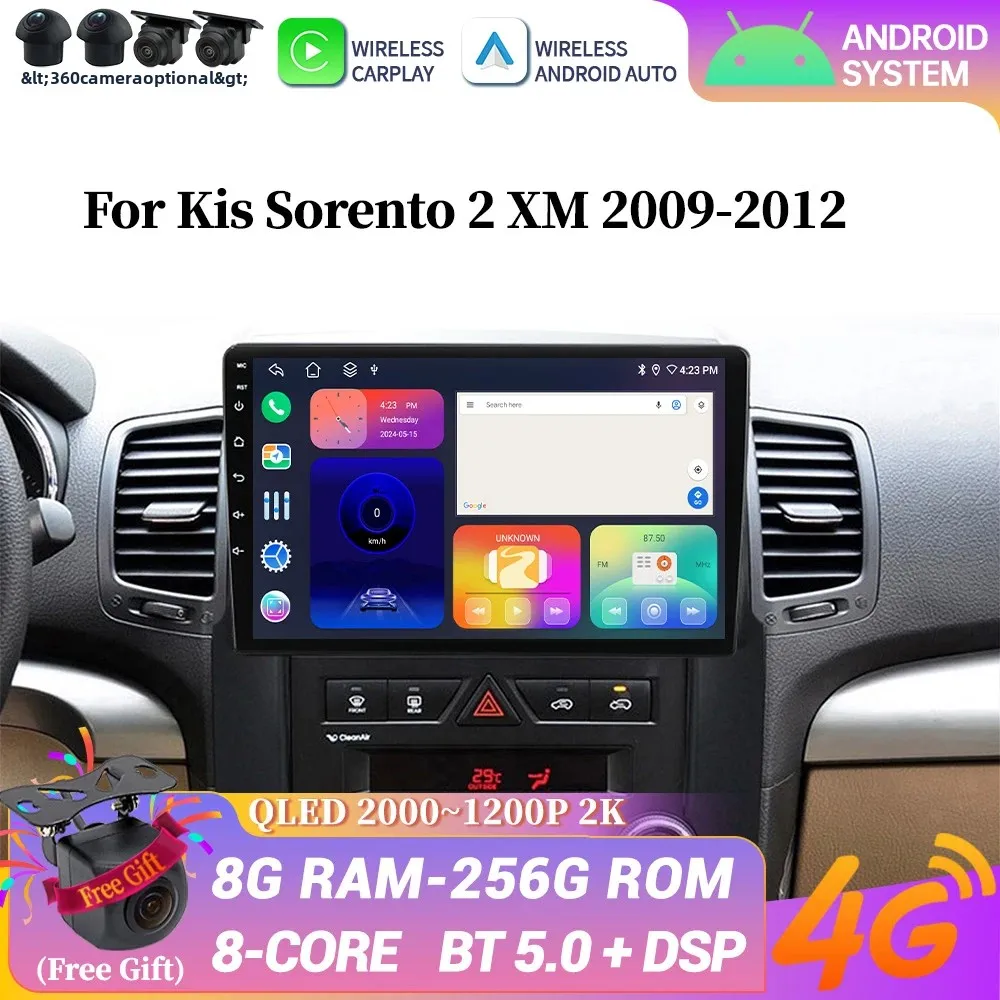

For KIA Sorento 2 XM 2009 2010 2011 2012 Wireless Bluetooth CarPlay Android Auto Car Radio GPS Head Unit Touch Multimedia Screen