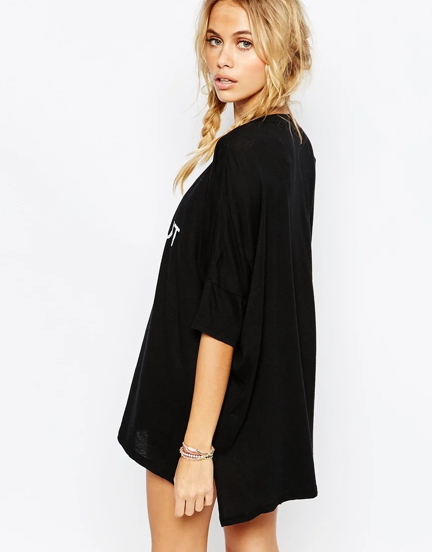 Fashonable Beach Top Women's Oversized Graphic T-Shirt, Casual Summer Beachwear Cover Up Long Sleeve Relaxed Fit