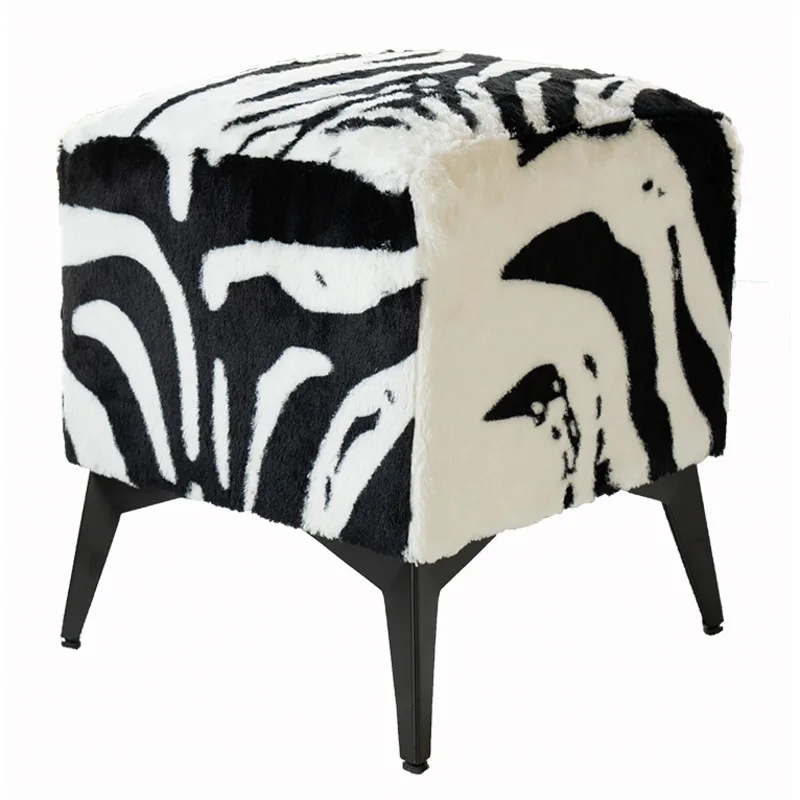 #Imitation Cowhide Sofa Bench Living Room Shoe Changing Stool High Elastic Sponge Hallway Ottoman Iron Frame Home Furniture