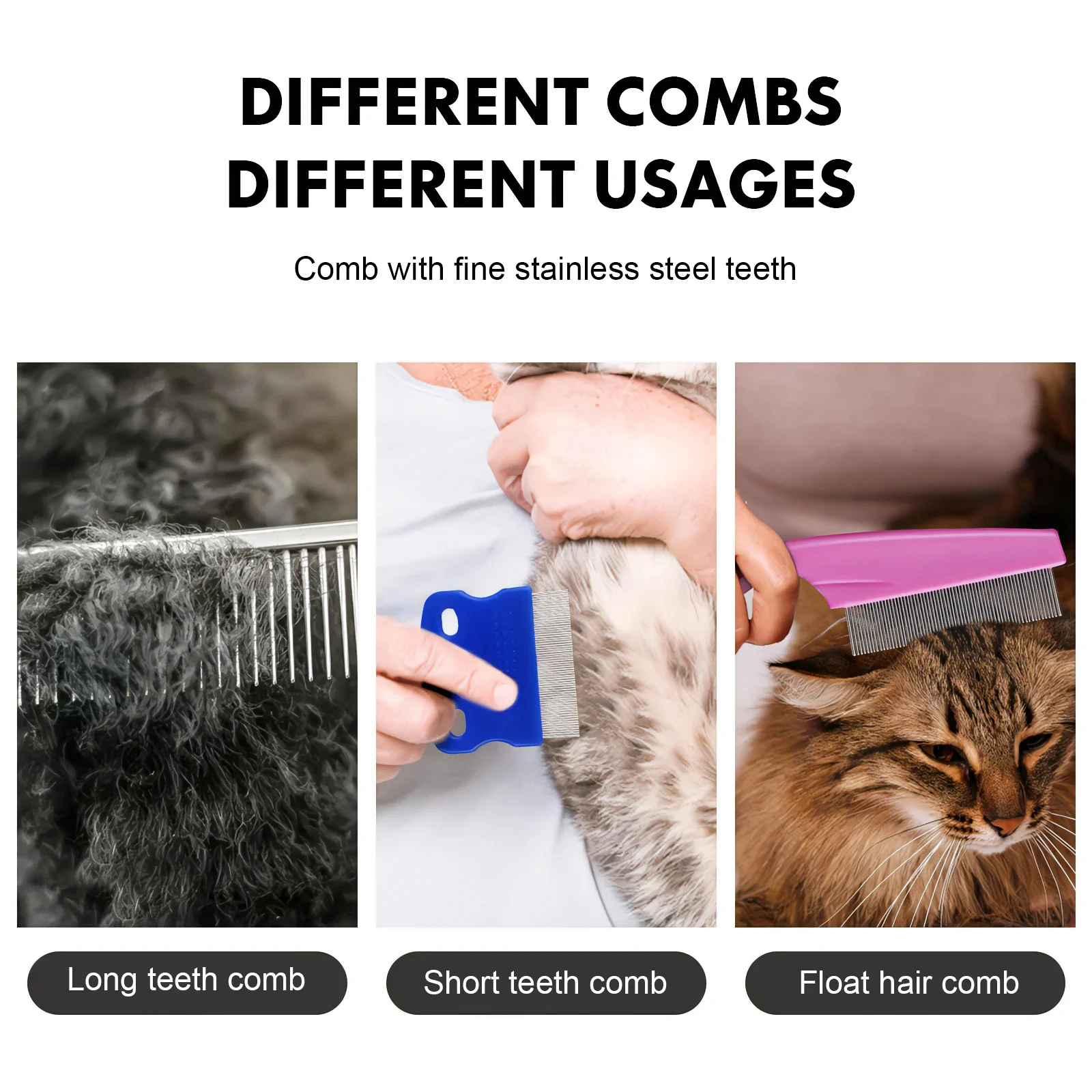 

6Pcs Pet Combs Metal Dog Cat Grooming Set Round Teeth for Shedding Tangle Removal Dog Comb Pet Combs Cat Comb Metal