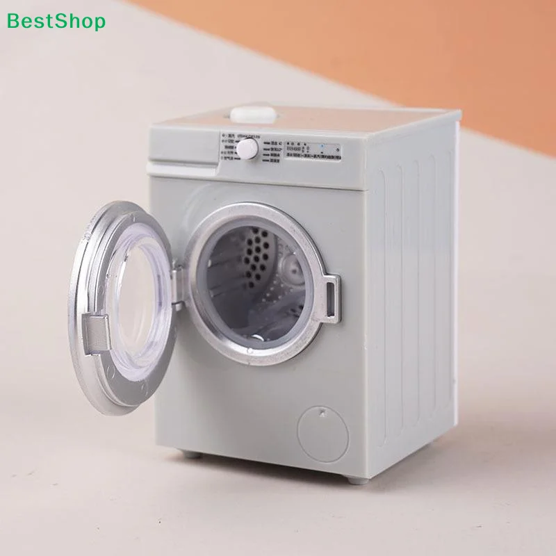 ♬1 Set 1:12 Scale Laundry Room Appliance Miniature Dollhouses Simulation Mini Rechargeable Washing Machine Model