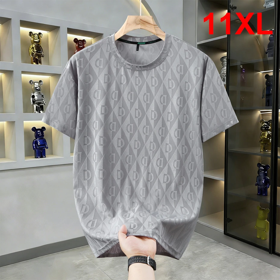 11XL 10XL Plus Size T-shirt Men Summer Short Sleeve Tops Tees Fashion Casual Stretch T-shirts Male Big Size 11XL