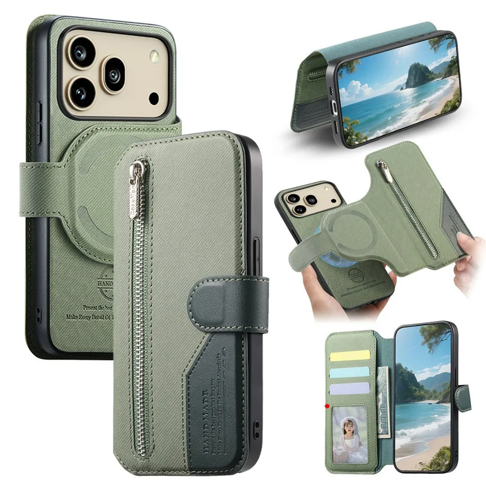 Funda de Cuero con RFID 2 en 1 Desmontable para Honor 600 Pro 5G 2026, Funda Tipo Cartera con Soporte Magnético para Honor 600 Pro y Honor 600 Lite
