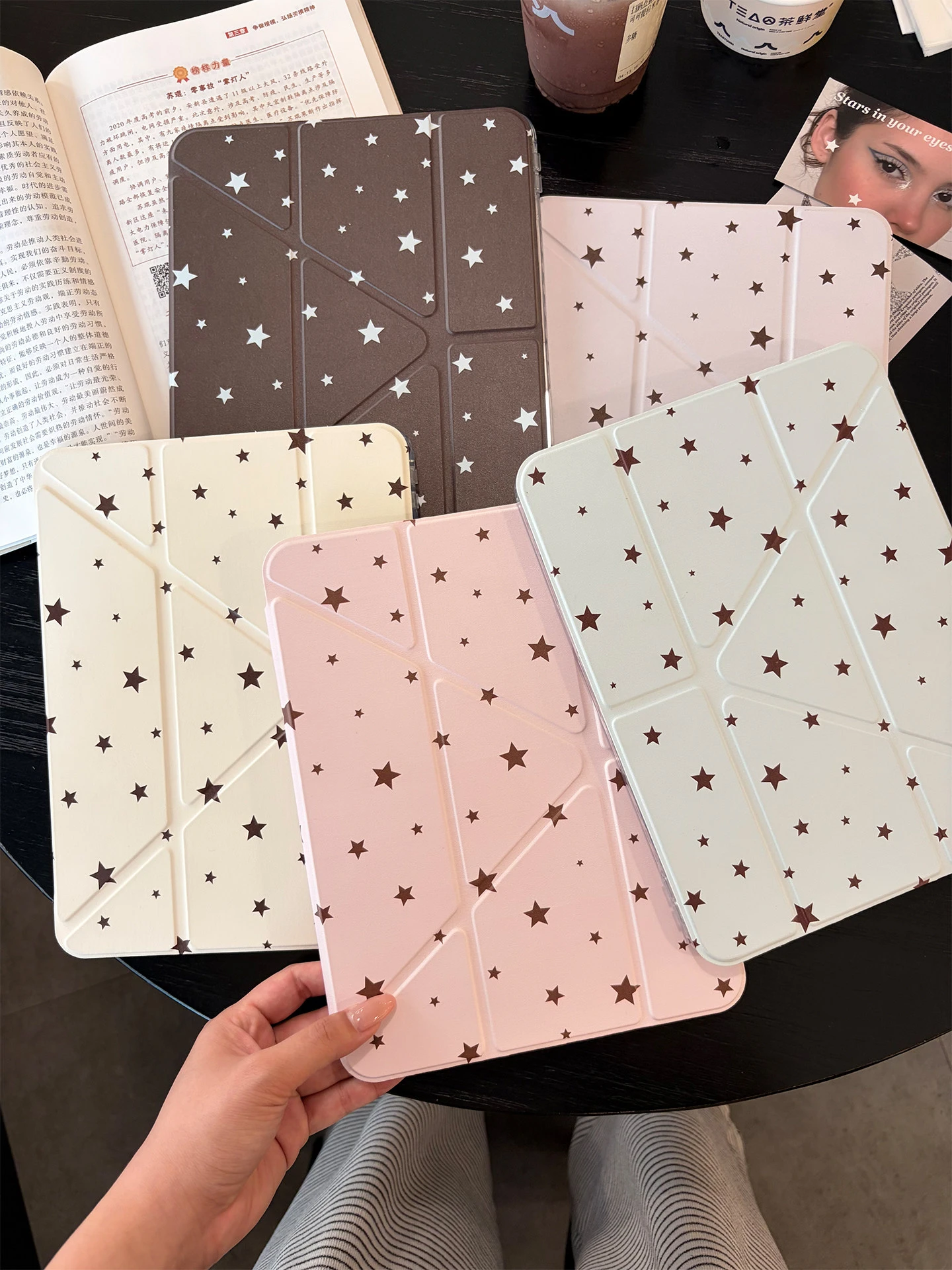 New Simple Colorful Star Y2K Tablet Case For iPad Pro 11 12.9 13 A16 M2 M4 M3 M5 5/6/7/8/9/10/11th Mini Air 3 4 5 6 7 Cover Cute