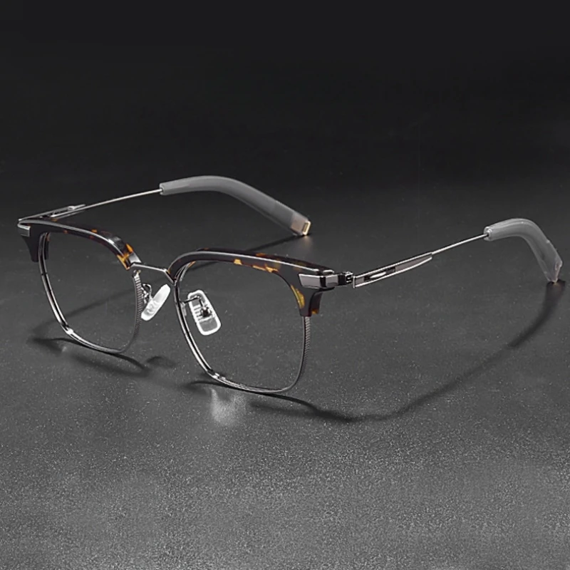 YIMARUILI Fashion Business Acetate Eyewear Retro Square Luxury Pure Titanium Optical Prescription Eyeglasses Frames Men SS107