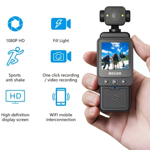 Cámara de acción de pulgar HD 4K, grabadora deportiva de bolsillo con Wifi, lente giratoria de mano, Mini videocámara para exteriores de 8MP