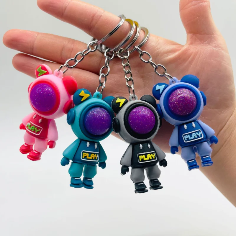 Fashion Colorful Bear Keychain Handmade DIY Tassels Cartoon Bear Keyring Car Backpack Key Chain Pendant Jewelry Gifts Toys