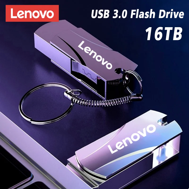 Lenovo-Unidade Flash USB à prova d'água de alta velocidade, USB 3.0 Stick, SSD portátil, 512GB, Metal Pendrive, Memória de disco U, 2TB, Original