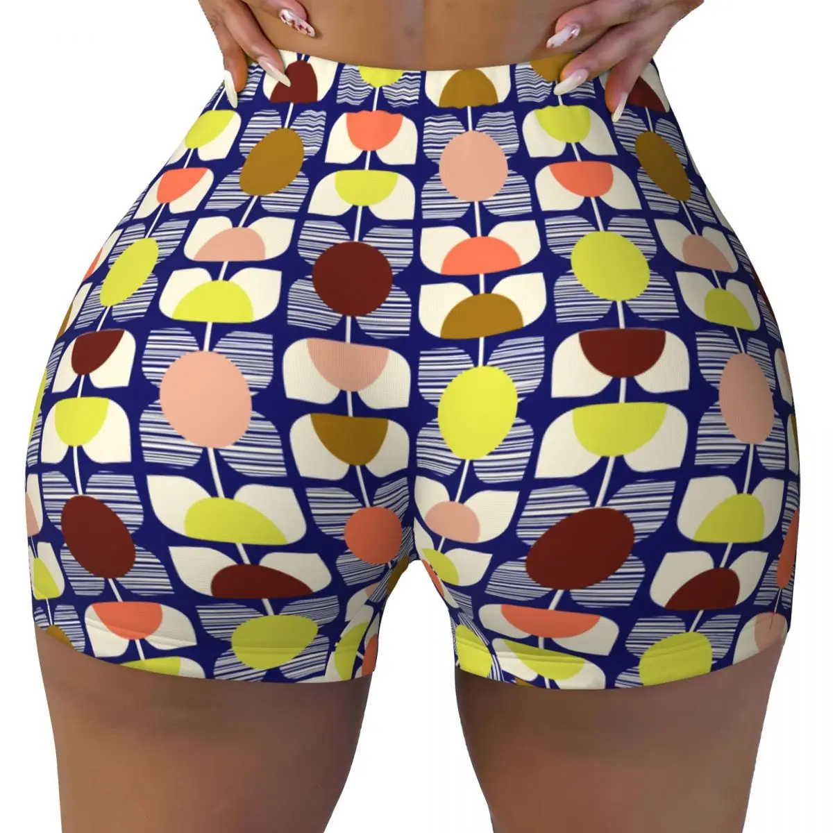

Custom Square Flower Print In Multi Running Volleyball Gym Shorts Women's Orla Kiely Athletic Workout Yoga Shorts