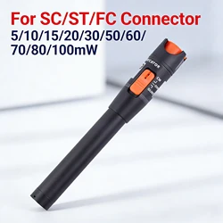 Fiber Visual Fault Locator Fiber Optic Tester Tool 5/10/15/20/30/50/60/70/80/100KM SC/FC/ST Red Light Power Meter