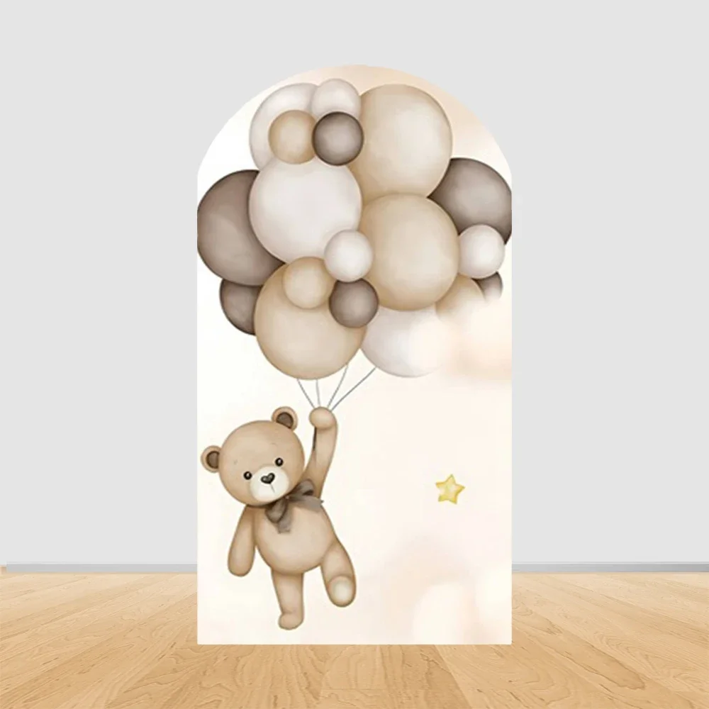 VIKAMA Ballon-Teddybär-Bogen-Hintergrund, Geburtstagsfeier, Valentinstag-Dekoration, verspielter Instagram-Stil, Ambiente, wiederverwendbar