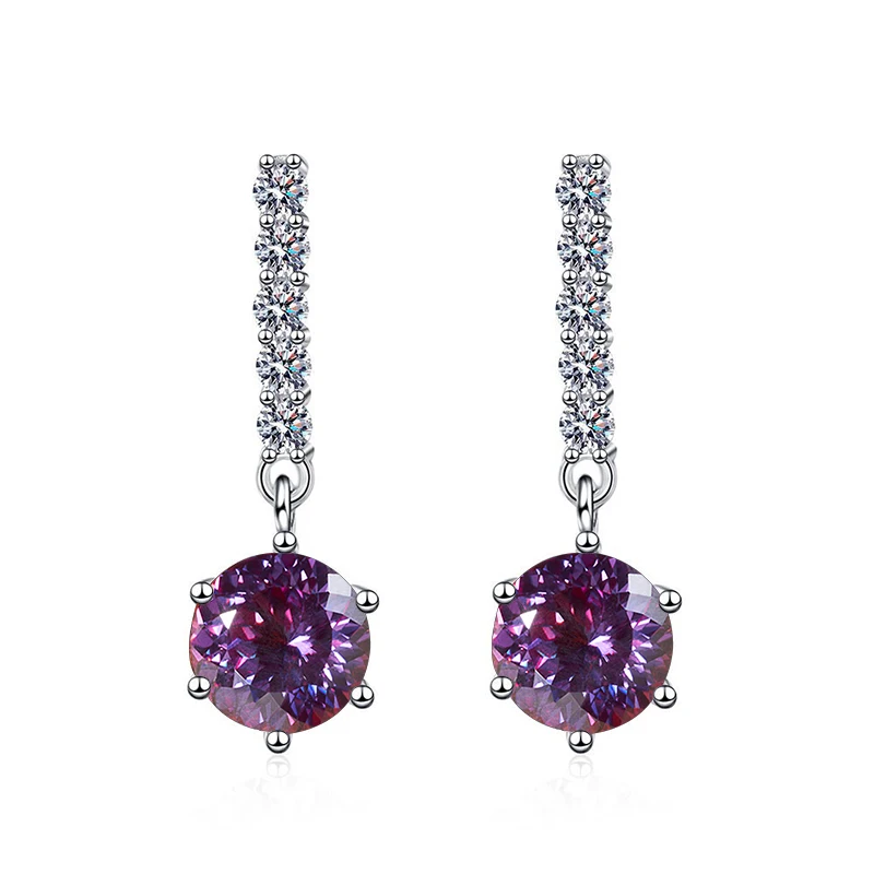 Butterflykiss S925 Silver 100 Faced Cut Moissanite Drop Earrings For Women D Color VVS1 Diamond Engagement Wedding Jewelry Gifts