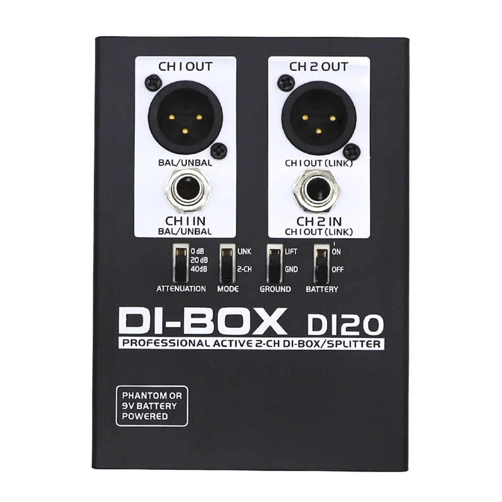 

DI20 Sound Active DI BOX Professional 2 Channel DI Box/Splitter for Stage Studio,Converts Unbalanced to Balanced Sound