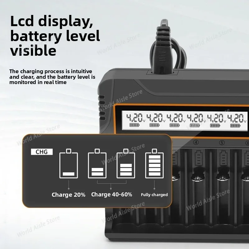 18650 Charger 12 Slots Aa.Aaa Nickel Metal Hydride/Lithium Battery Smart Universal Charger With Display EU US-Plug