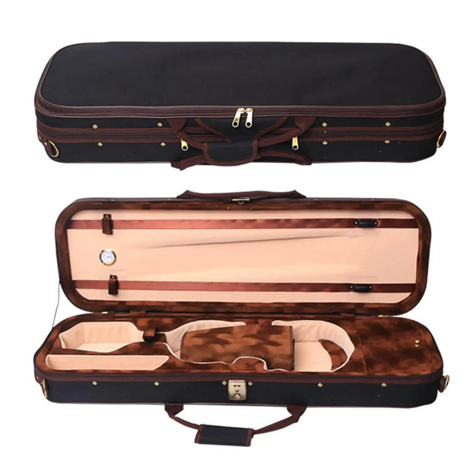 Portable Violin Case 4/4 Full Size Hard Oblong Lightweight Box Shoulder Backpack for Violin Practice or Travel
