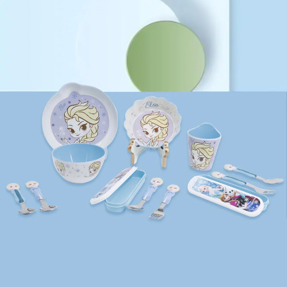 1pc  Disney Elsa tableware set  cartoon,special-shaped plate, lace bowl, two-color bowl, two-color cup, boxed spoon and for