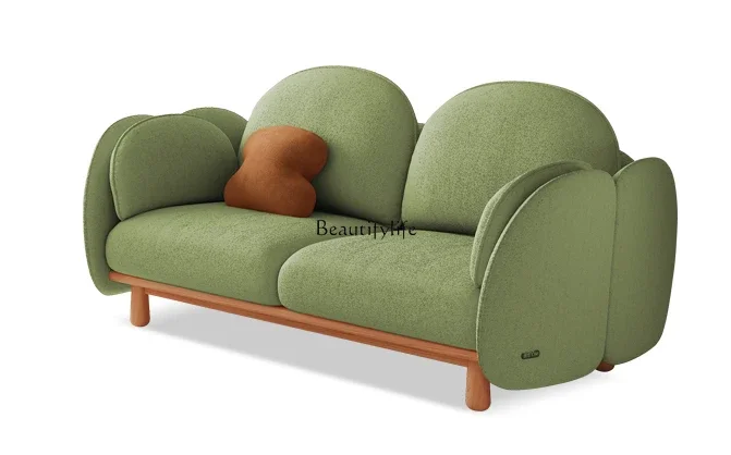 

13Nordic Sofa Small Apartment Fabric Three-Seat Modern Log Style Cherrywood Sofa