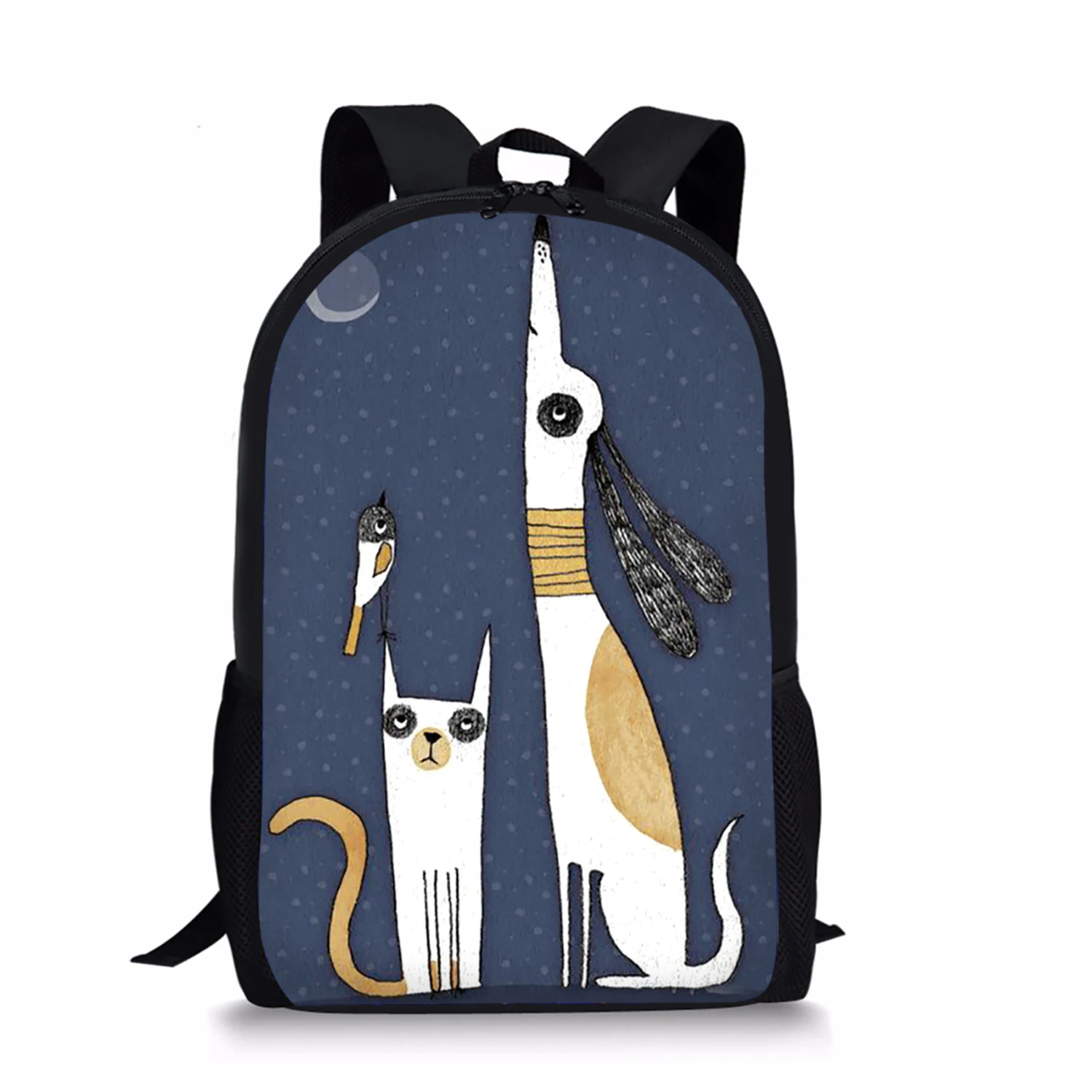 Cute Cartoon Greyhound Print Backpack Teenager Daily Casual Backpack Boys Girls Book Bag Student School Bag Travel Rucksack