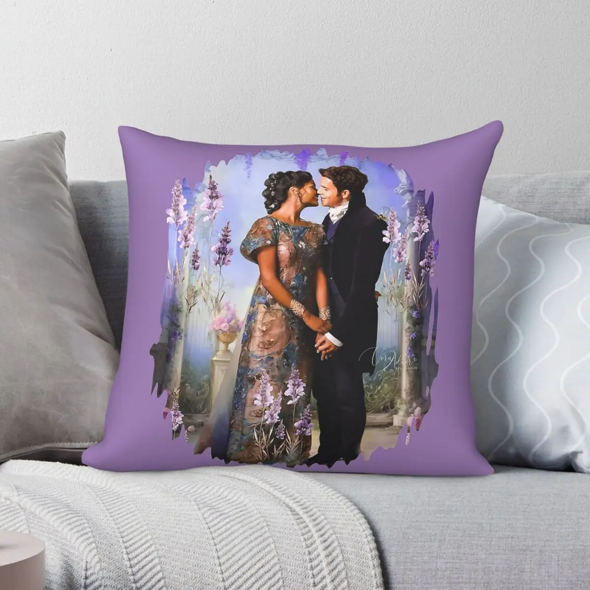 Cate And Anthony Square Pillowcase Polyester Linen Velvet Printed Zip Decor Home Cushion Case