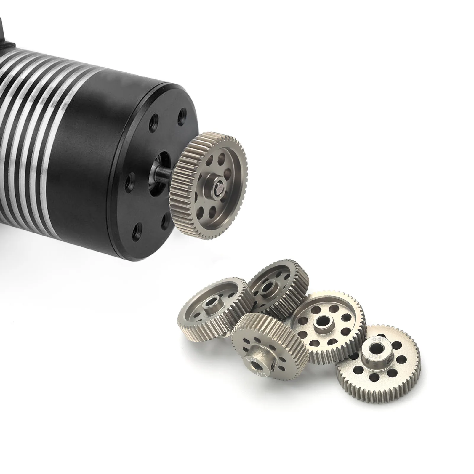 Zestaw zębatek RC 64P 3.175mm, aluminiowe hartowane zębatki silnikowe 21-54T do tuningu samochodów RC w skali 1/10