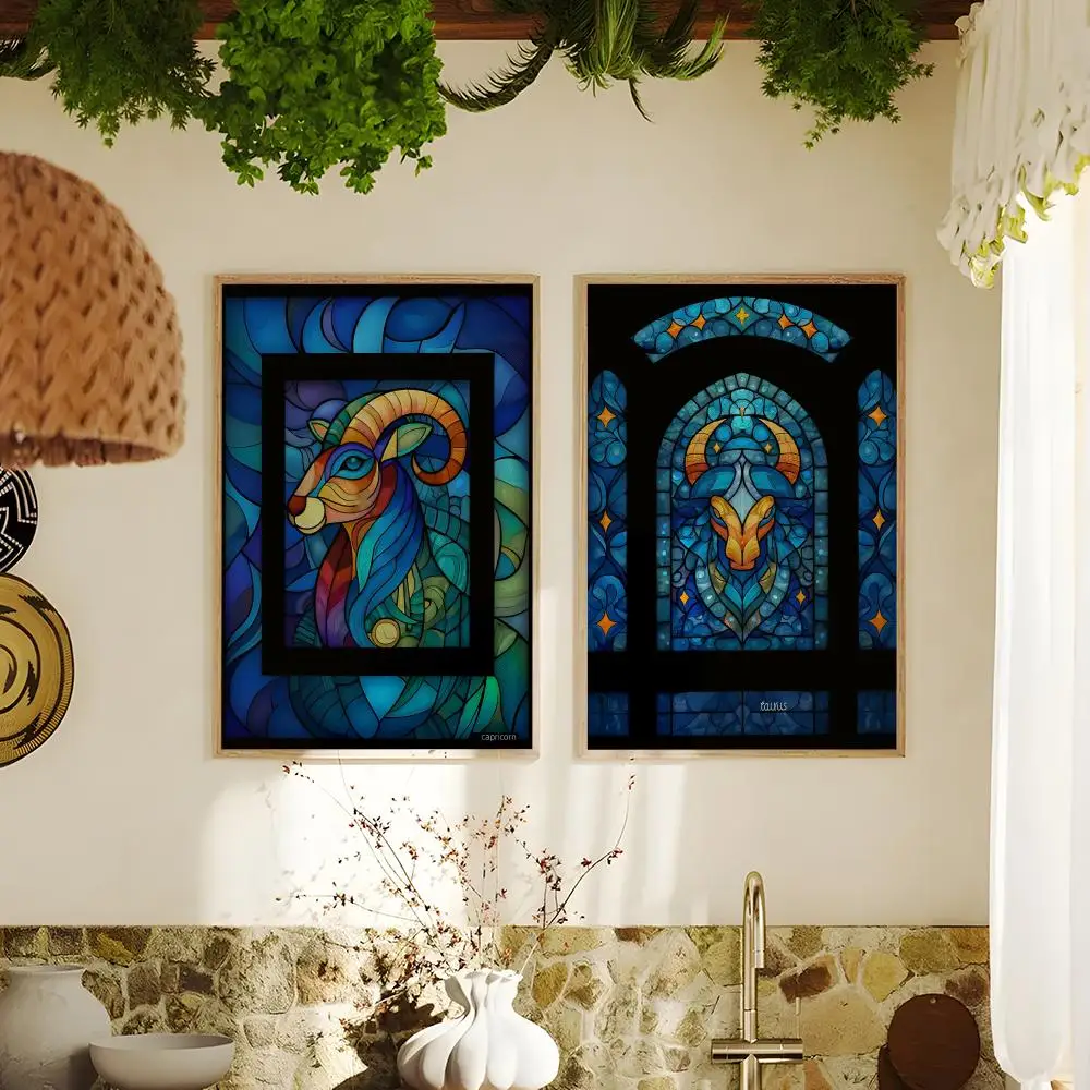 كوكبة الزجاج الفن اللوحة الخط صديقة للبيئة القطن قماش المشارك مقاوم للماء جدار الفن للمنزل الممر ديكور هدية