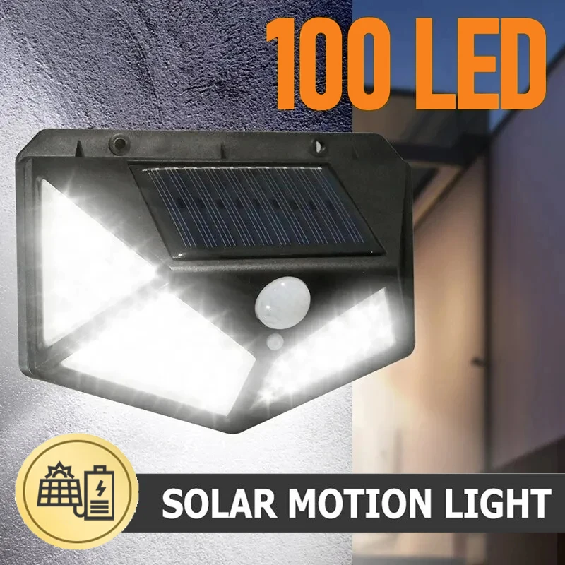 Solar Lights Outdoor Wireless 100 LED Solar Motion Sensor Lights Waterproof Security Wall Lighting Outside for Door Backyard