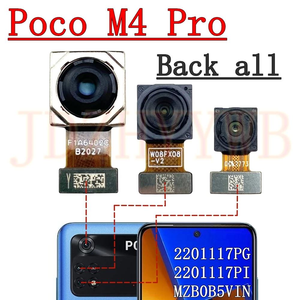 

Гибкий кабель передней и задней камеры для Xiaomi Poco M4 Pro PocoM4pro 4G, передняя камера для селфи, широкий основной модуль задней камеры, замена модуля