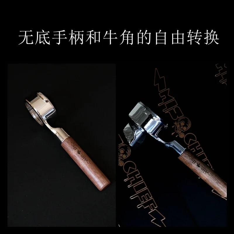 2026 Mischief prank split style spicy mom slayer coffee machine with bottomless handle made of walnut wood and 316 stainless ste