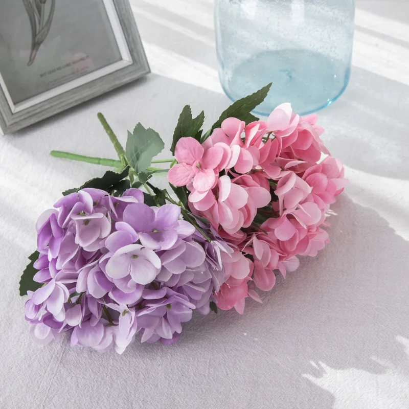 artificial flowers hydrangea bouquet home wedding decor autum silk plastic flower high quality fake flower party room decoration