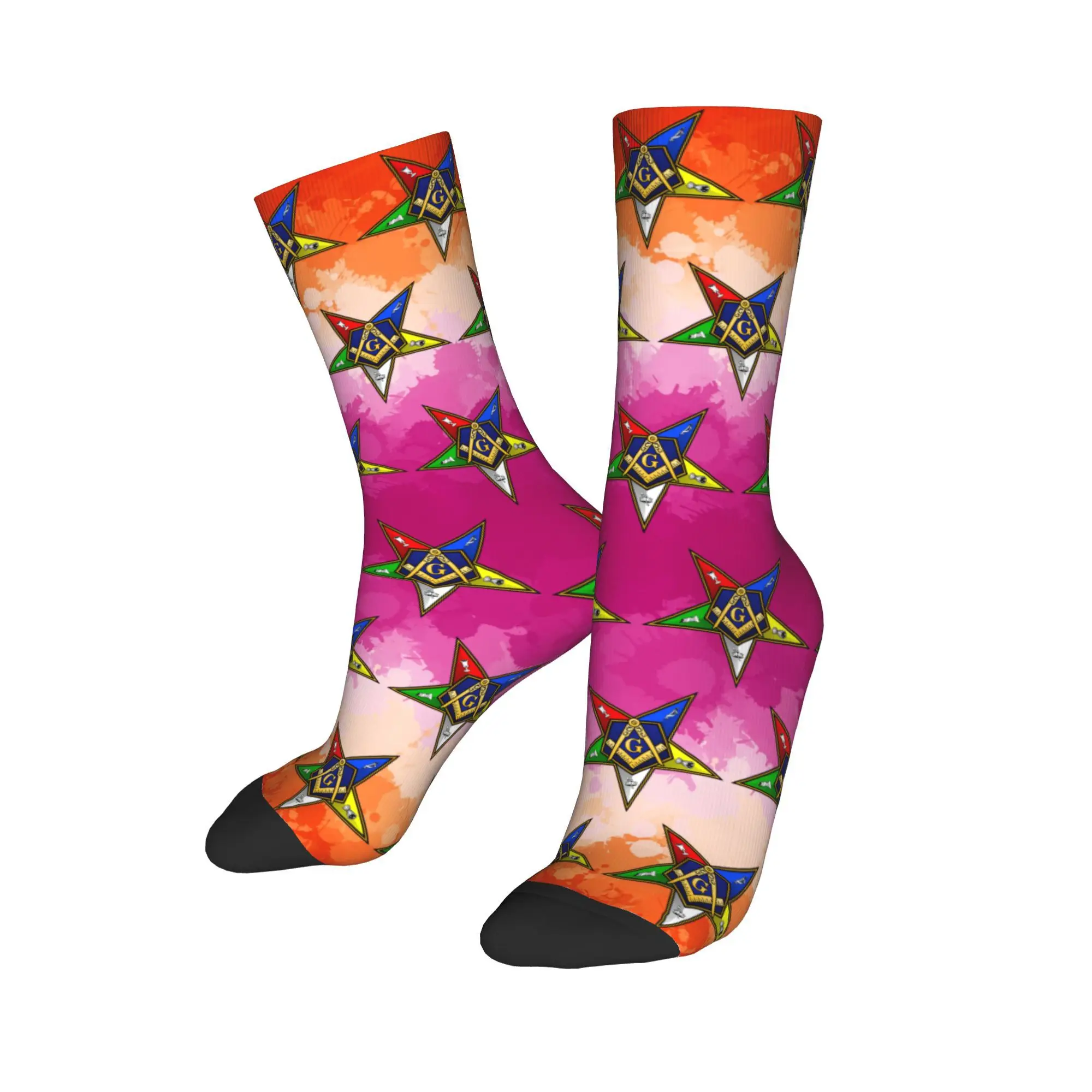 Custom Order Of The Eastern Star Lesbian Pride Paint Dress Socks for Men Women Warm Funny Novelty Gay Pride LGBT GLBT Crew Socks