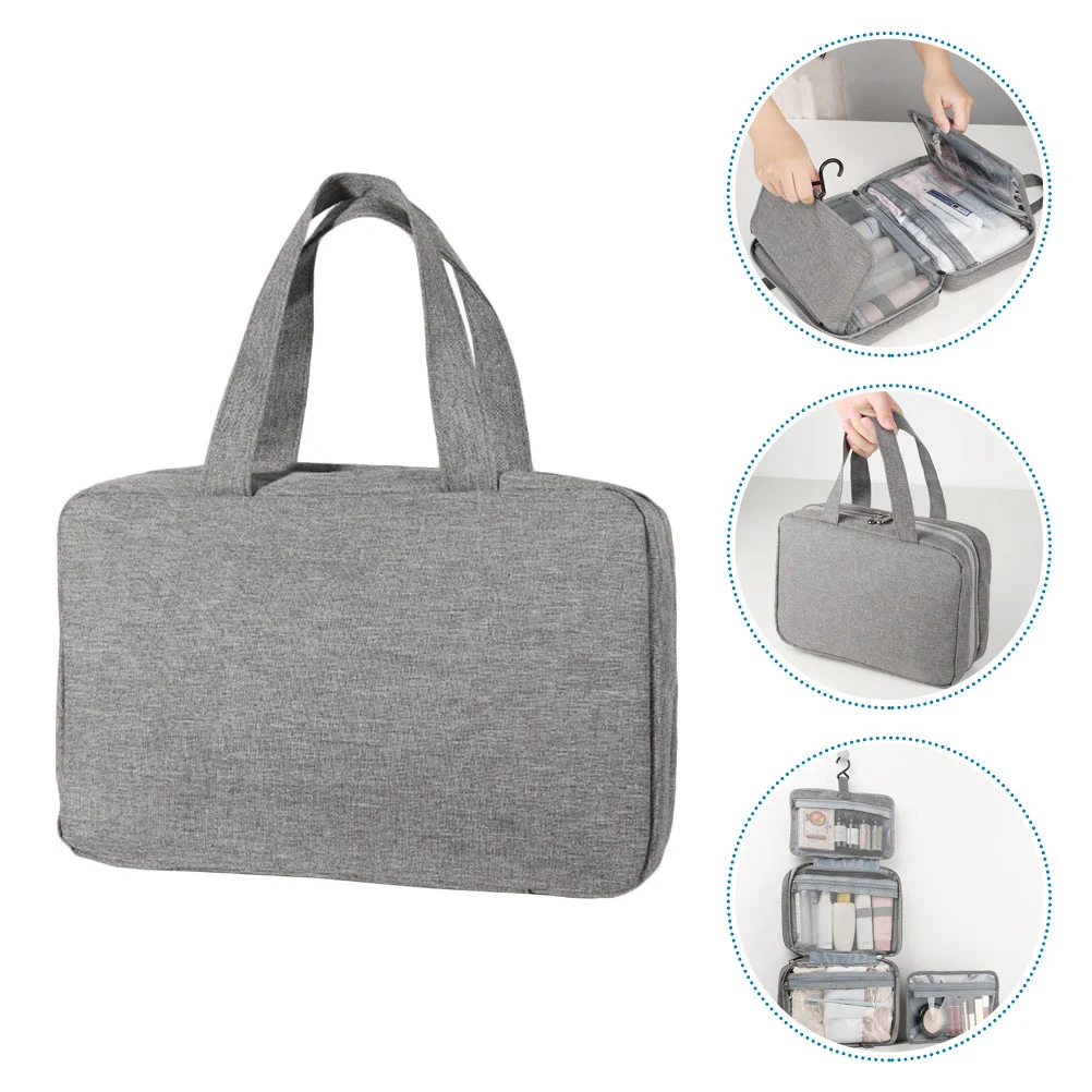 

Waterproof Toiletry Bag Internal PU Glue Layer Portable Storage Travel Makeup Case Bathroom Dry Wet Separation Zipper