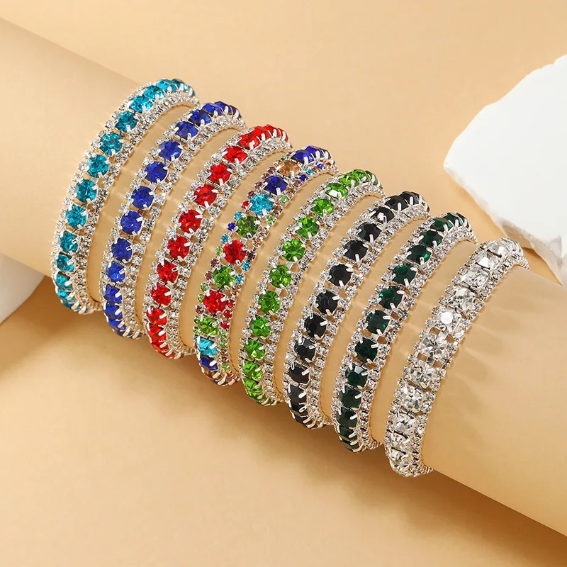 Crystal Tennis Bracelet for Women Colorful Rhinestone Statement Bracelet Sparkling Luxury Wedding Party Fashion Jewelry Gift